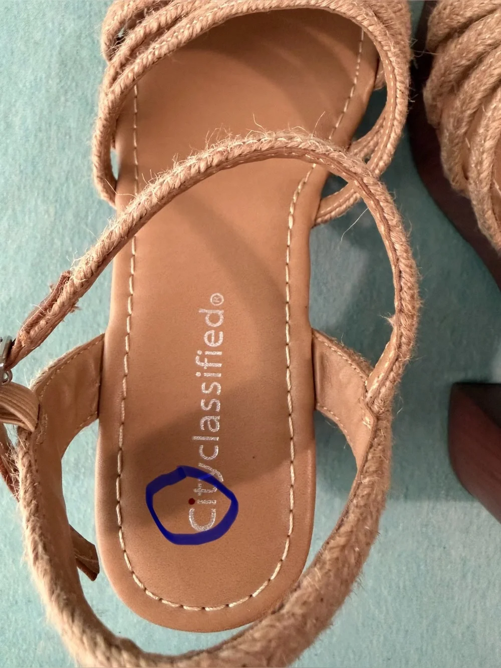 City Classified Tan Braided Platform Block Heels